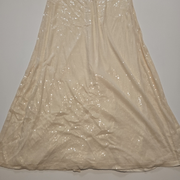 Rosetta Getty x RTR Sequin Short Sleeve Maxi Dress In Cream Size M - Picture 3 of 12